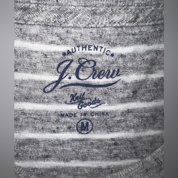 J Crew knit top! Grey base with white stripe! Only worn a few times. Size M - Picture 4 of 6